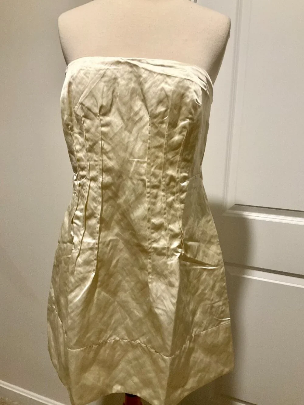 j.crew collection strapless mini dress in memory satin. size: 4. Color: ivory